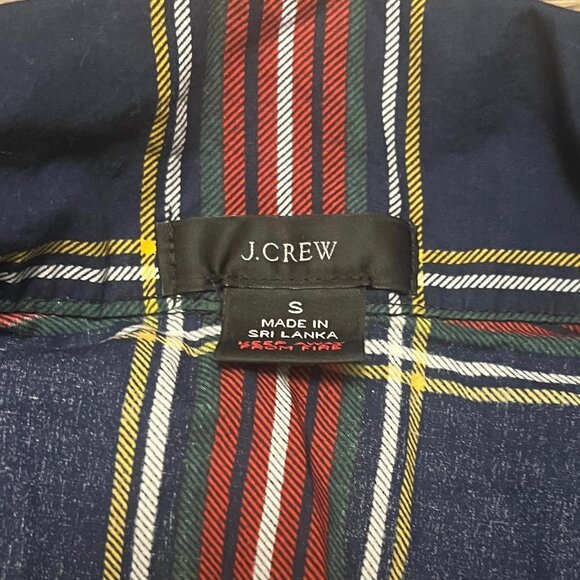 J. Crew Cotton Poplin Long-sleeve Pajama Set in Stewart Tartan Blue Red Sz Small - Picture 6 of 8